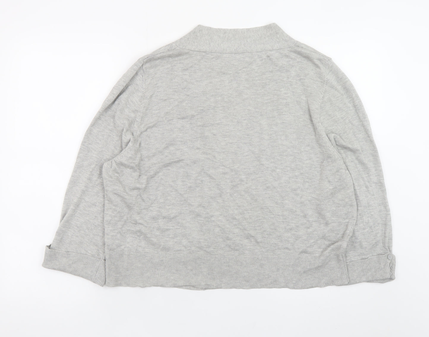 Wallis Women’s Grey Cardigan XL Cotton Blend Knit Open Front