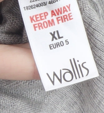 Wallis Women’s Grey Cardigan XL Cotton Blend Knit Open Front