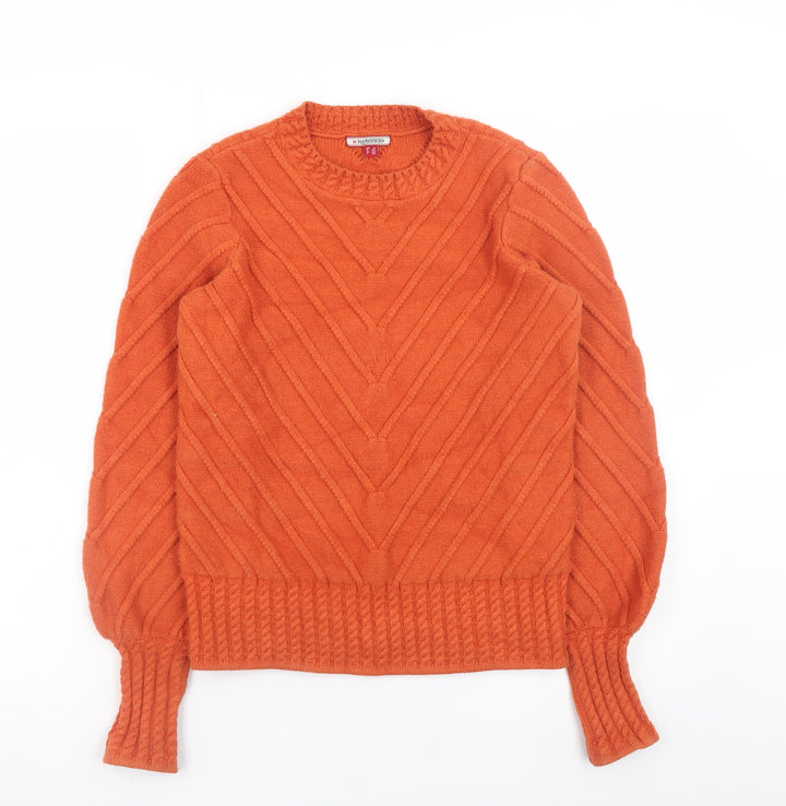 Joe Browns Womens Orange Chunky Knit Pullover Jumper Size 8