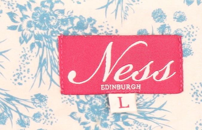 Ness Women Blue L Button Cardigan Knit Lightweight V-Neck