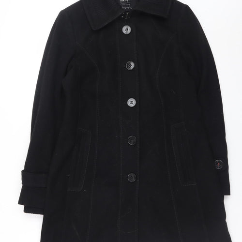 Esprit Womens Black Wool Blend Mid-Length Coat Size 12