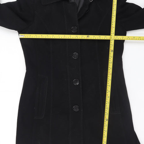 Esprit Womens Black Wool Blend Mid-Length Coat Size 12