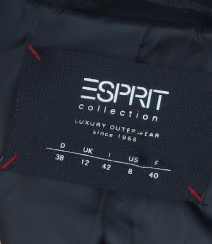 Esprit Womens Black Wool Blend Mid-Length Coat Size 12