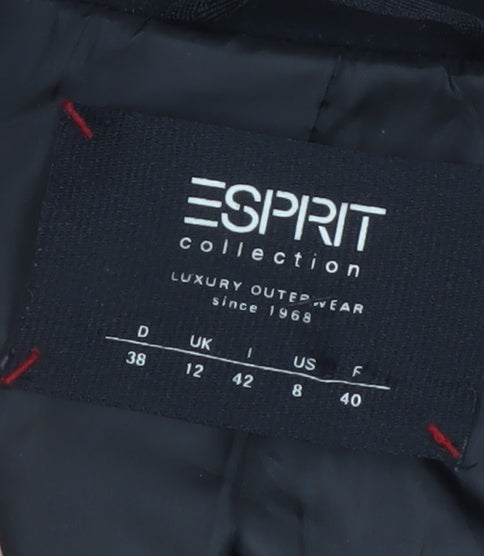 Esprit Womens Black Wool Blend Mid-Length Coat Size 12