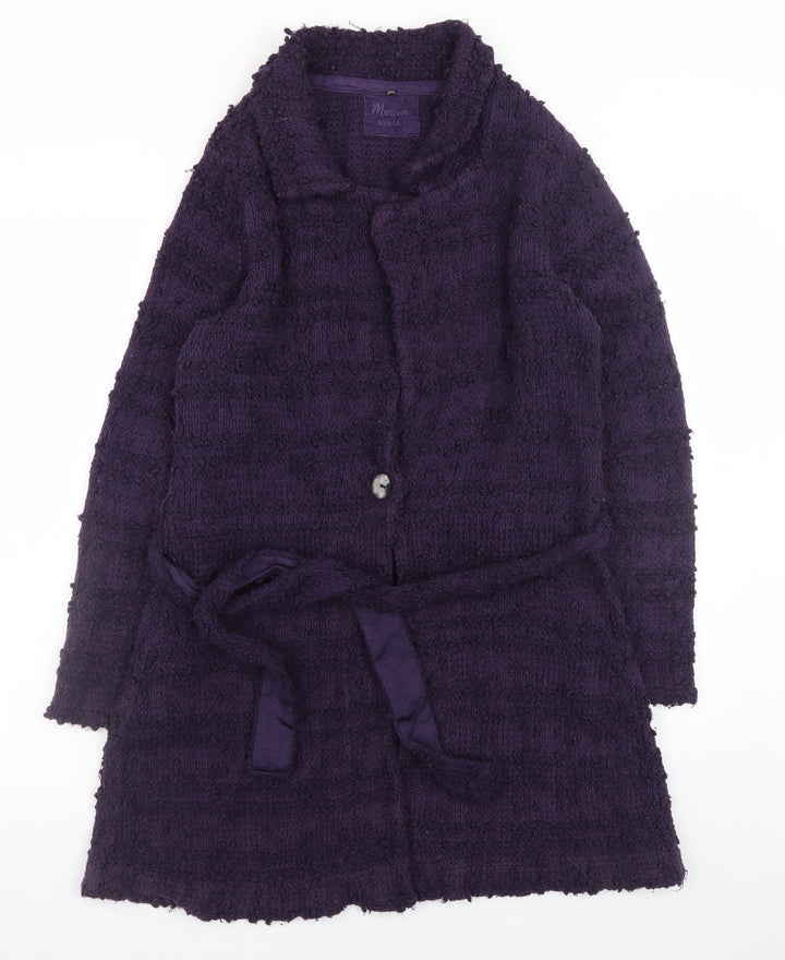 Monsoon Women’s Purple Knit Belted Long Cardigan Size 14