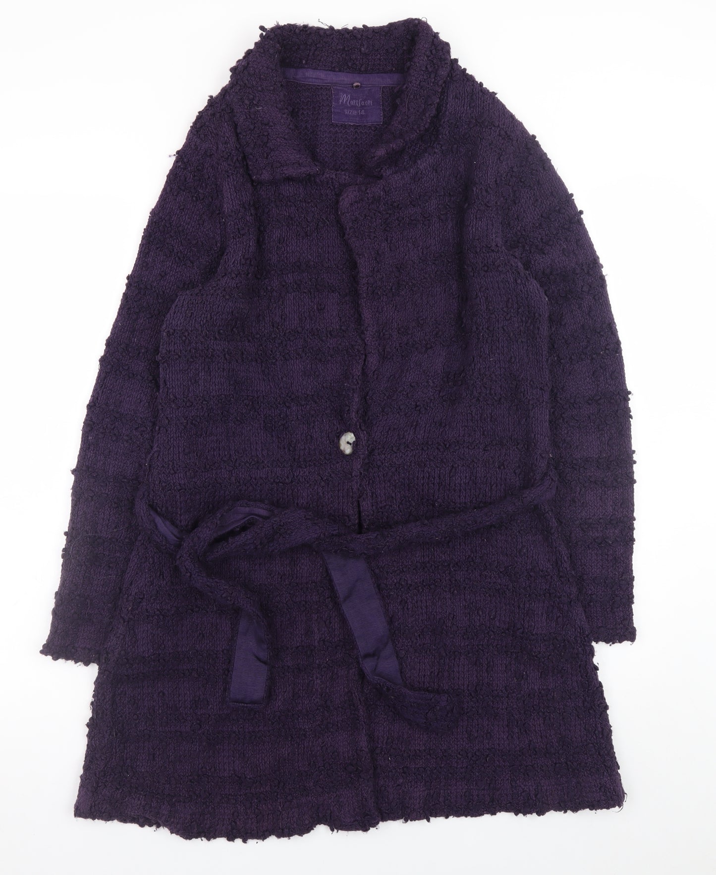 Monsoon Women’s Purple Knit Belted Long Cardigan Size 14