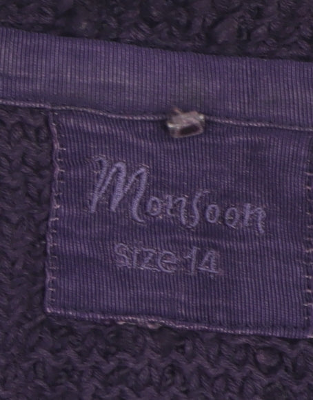 Monsoon Women’s Purple Knit Belted Long Cardigan Size 14