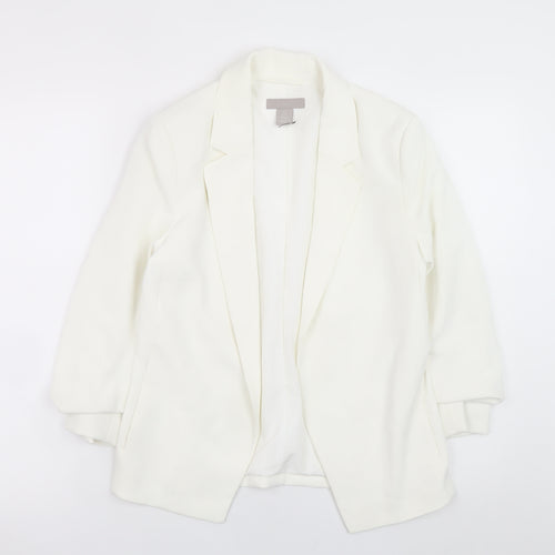 H&M Women’s White Blazer Jacket Size 6 Classic Lined Workwear