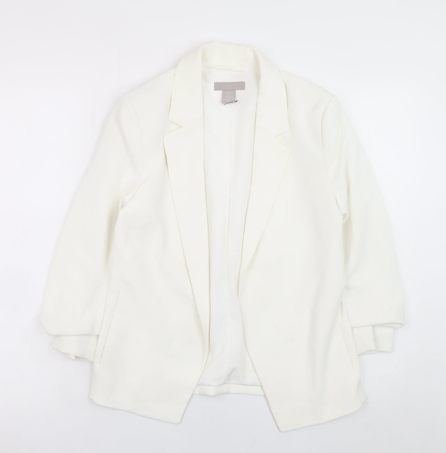 H&M Women’s White Blazer Jacket Size 6 Classic Lined Workwear