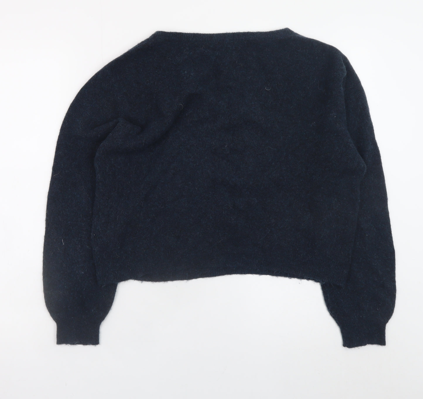 American Vintage Womens Blue Wool Blend V-Neck Pullover Jumper Size S