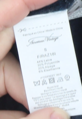 American Vintage Womens Blue Wool Blend V-Neck Pullover Jumper Size S