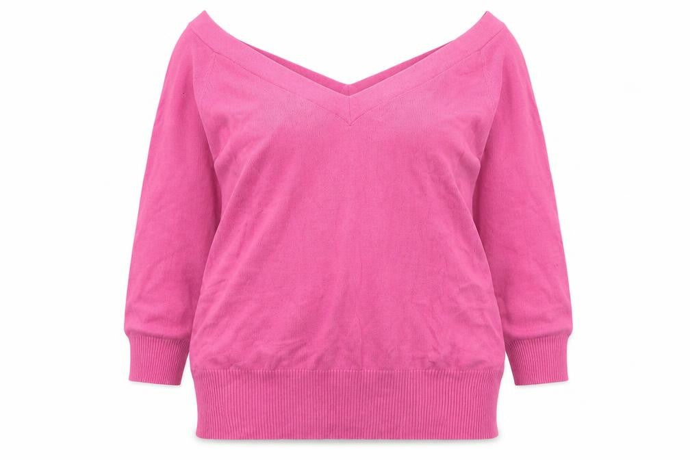 Fenn Wright Manson Women’s Pink V-Neck Cotton Blend Jumper Size 16