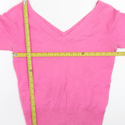 Fenn Wright Manson Women’s Pink V-Neck Cotton Blend Jumper Size 16
