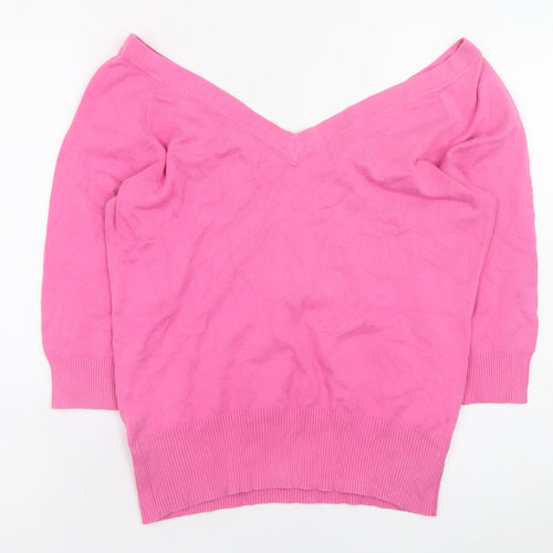 Fenn Wright Manson Women’s Pink V-Neck Cotton Blend Jumper Size 16