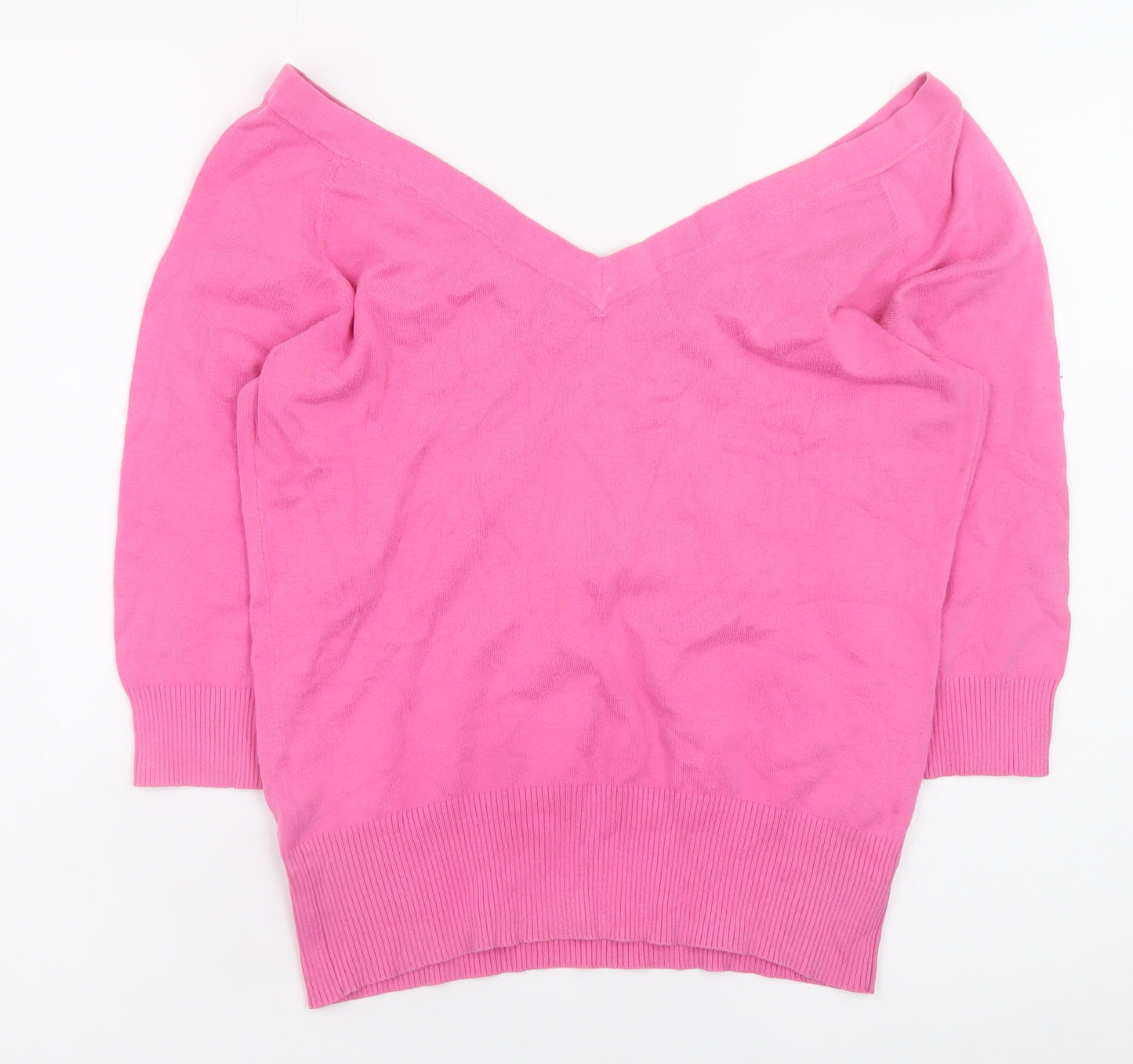Fenn Wright Manson Women’s Pink V-Neck Cotton Blend Jumper Size 16