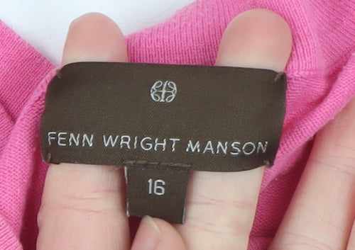 Fenn Wright Manson Women’s Pink V-Neck Cotton Blend Jumper Size 16