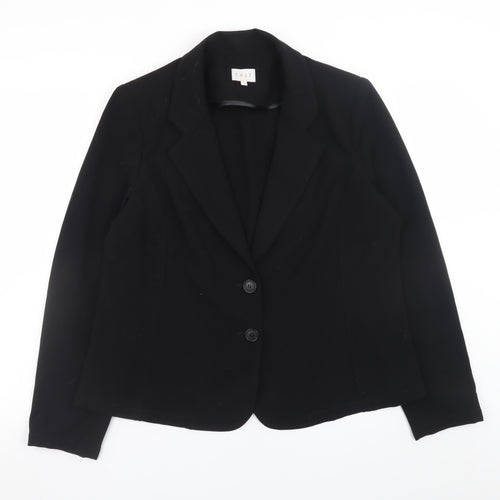 EAST Women Black Blazer Size 16 Regular Fit Formal Jacket