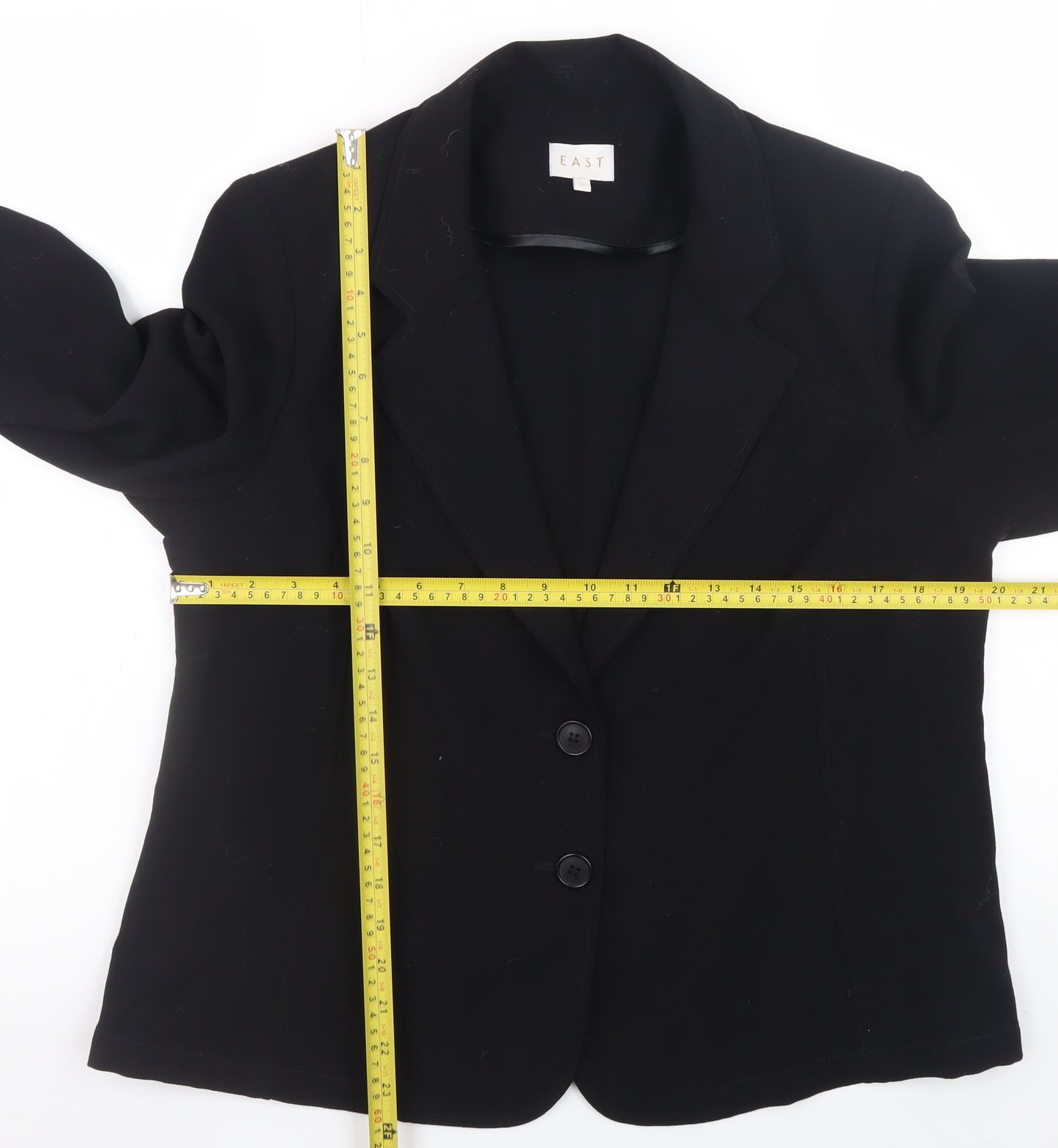EAST Women Black Blazer Size 16 Regular Fit Formal Jacket