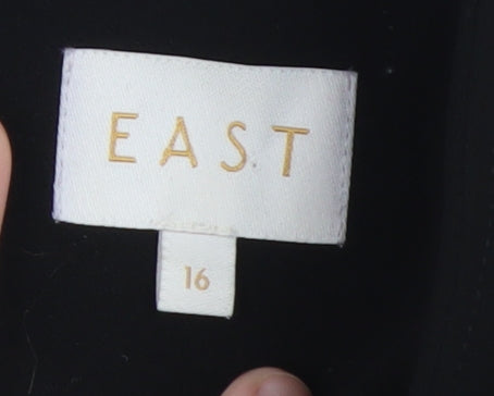 EAST Women Black Blazer Size 16 Regular Fit Formal Jacket