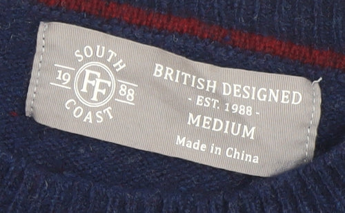 South Coast Men’s Blue Lambswool Crew Neck Jumper Medium