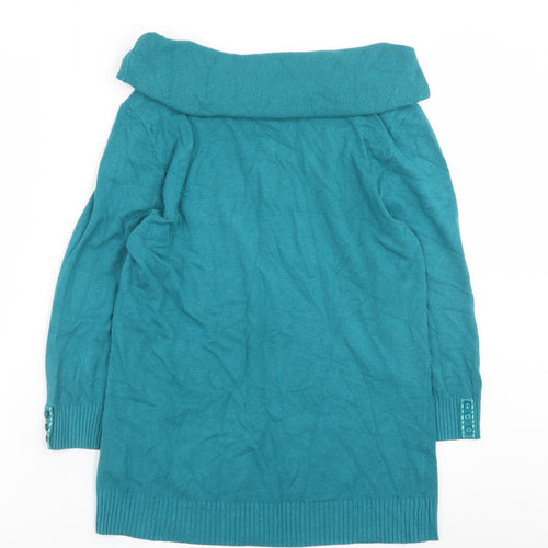 Marks and Spencer Per Una Women’s Teal Cowl Neck Long Sleeve Jumper Size 14