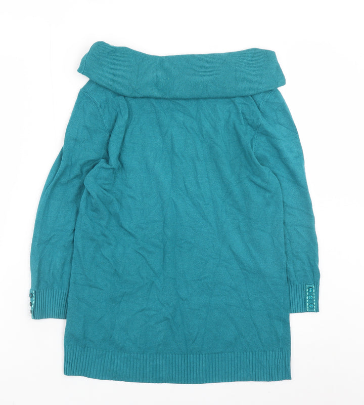 Marks and Spencer Per Una Women’s Teal Cowl Neck Long Sleeve Jumper Size 14