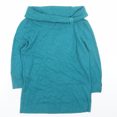 Marks and Spencer Per Una Women’s Teal Cowl Neck Long Sleeve Jumper Size 14