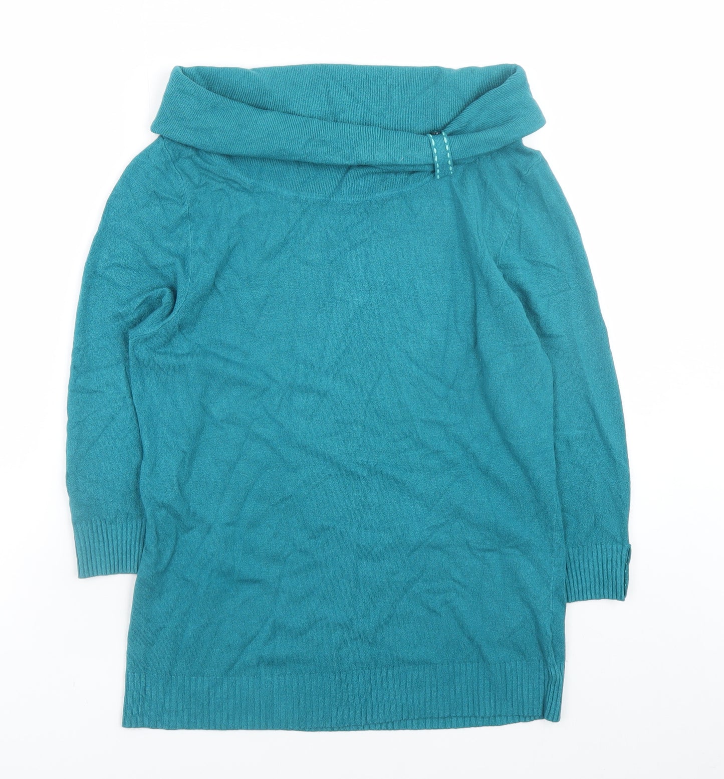 Marks and Spencer Per Una Women’s Teal Cowl Neck Long Sleeve Jumper Size 14