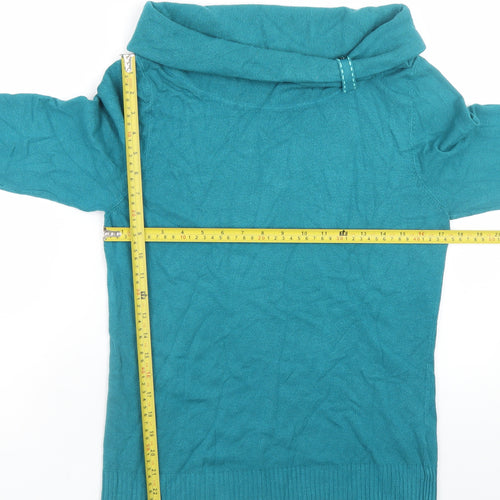 Marks and Spencer Per Una Women’s Teal Cowl Neck Long Sleeve Jumper Size 14