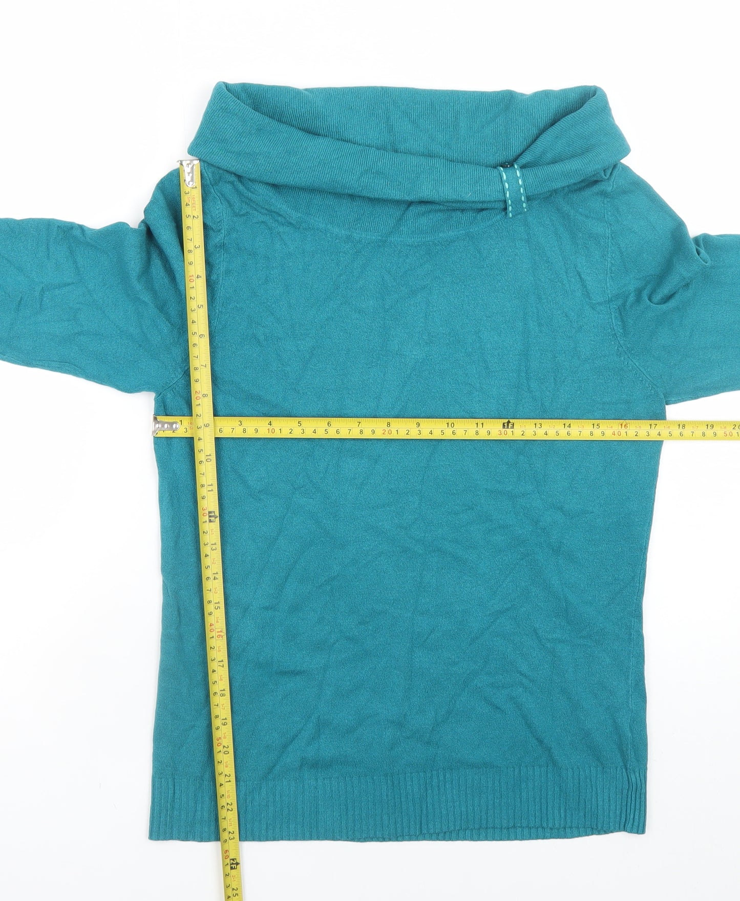 Marks and Spencer Per Una Women’s Teal Cowl Neck Long Sleeve Jumper Size 14