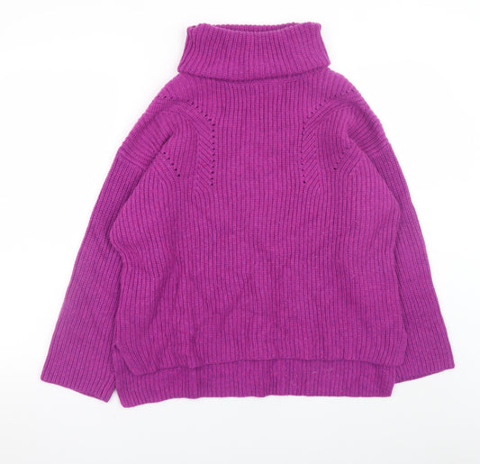 Fat Face Women’s Purple Roll Neck Wool Blend Jumper Size 12