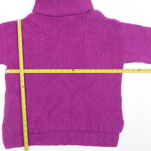 Fat Face Women’s Purple Roll Neck Wool Blend Jumper Size 12