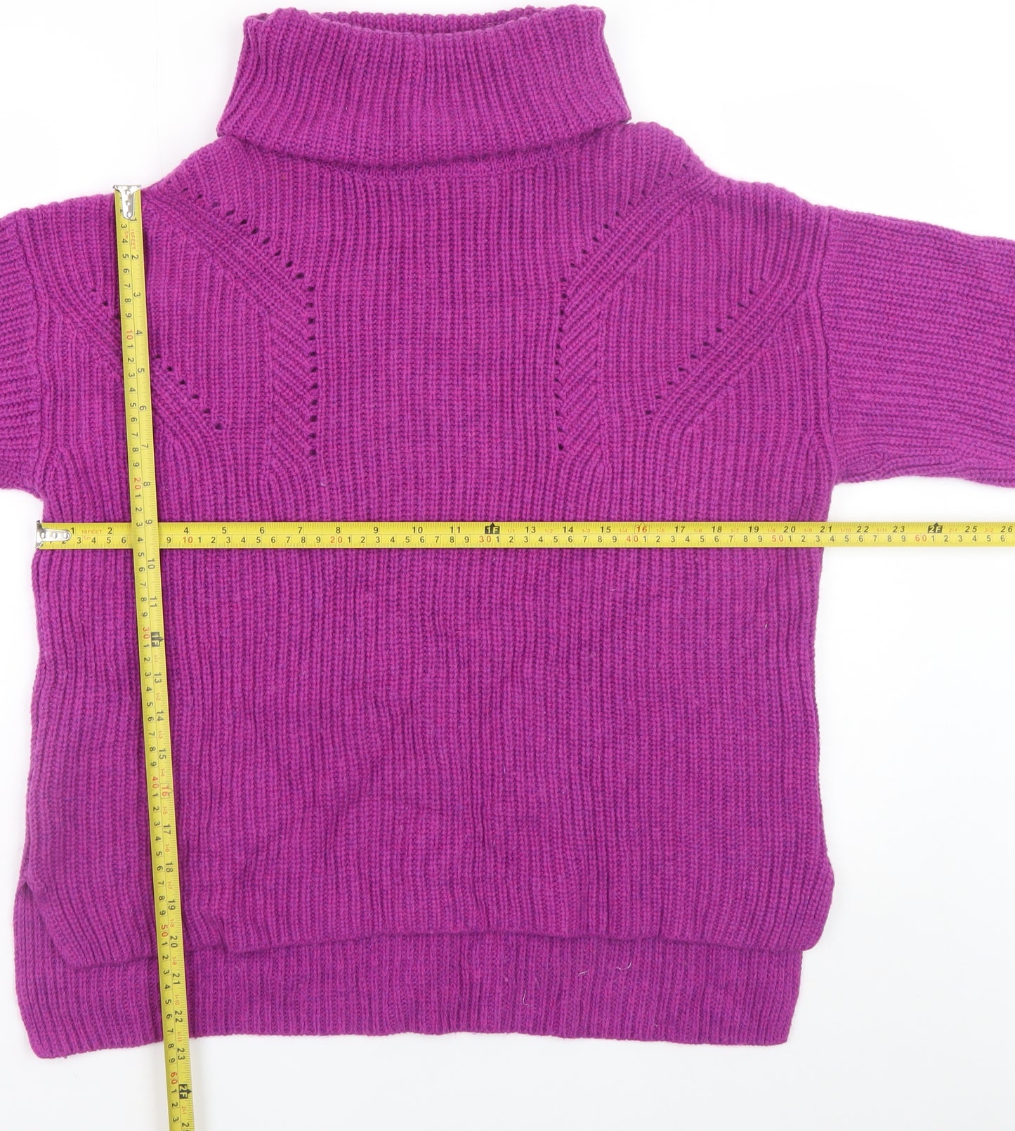 Fat Face Women’s Purple Roll Neck Wool Blend Jumper Size 12