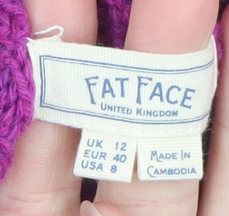Fat Face Women’s Purple Roll Neck Wool Blend Jumper Size 12