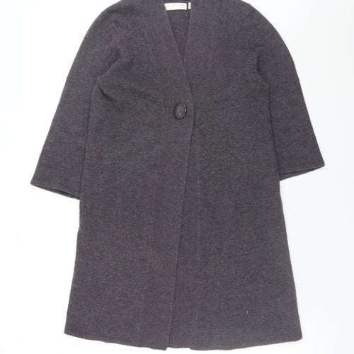 Kenar Women's Grey Wool Angora Blend Long Cardigan UK 10 S
