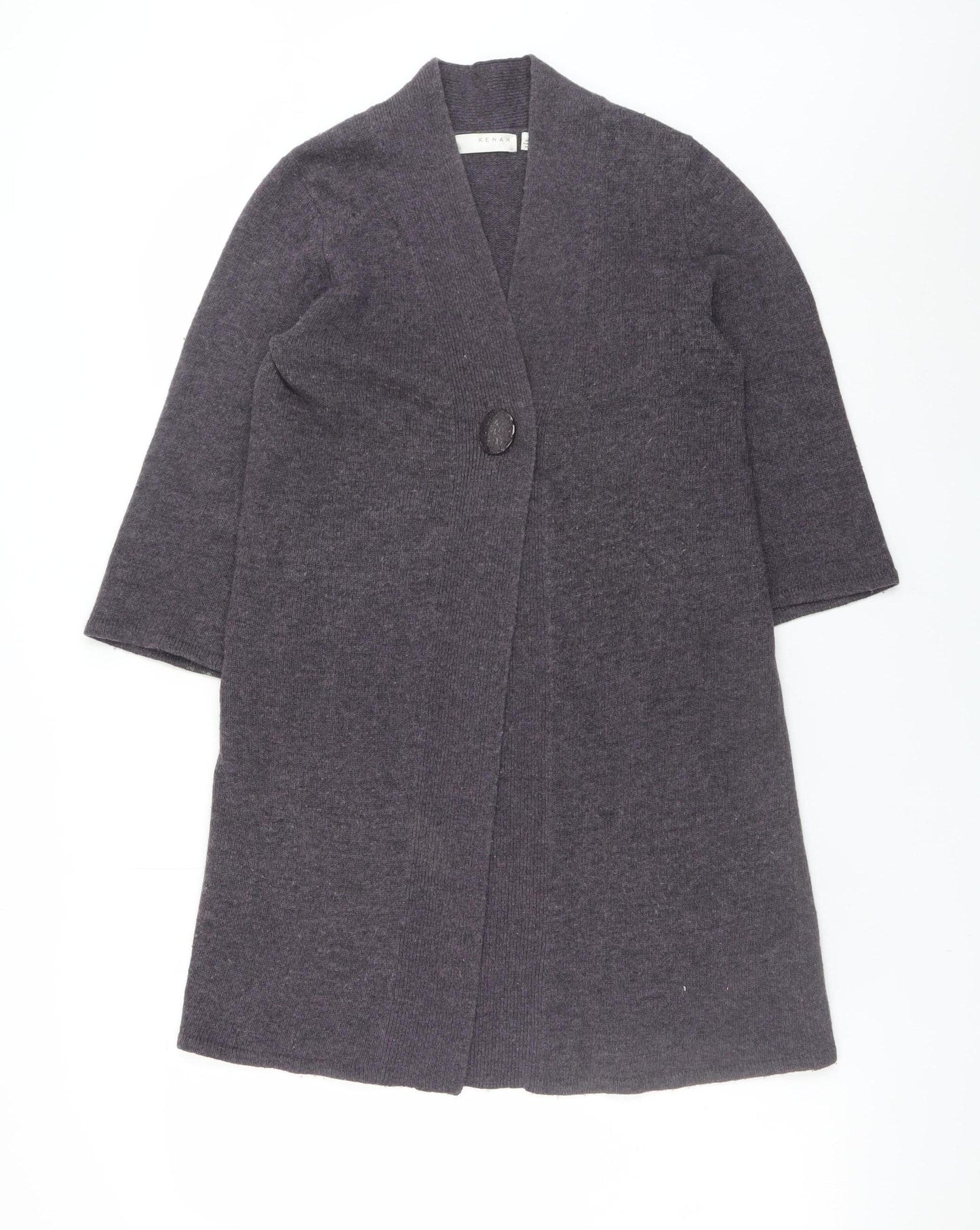 Kenar Women's Grey Wool Angora Blend Long Cardigan UK 10 S
