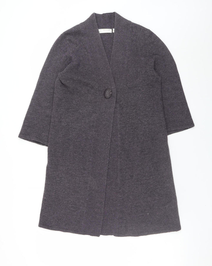 Kenar Women's Grey Wool Angora Blend Long Cardigan UK 10 S