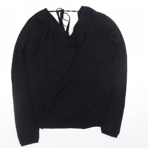 John Smedley Women's Black Merino Wool Wrap Jumper M