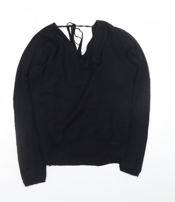 John Smedley Women's Black Merino Wool Wrap Jumper M