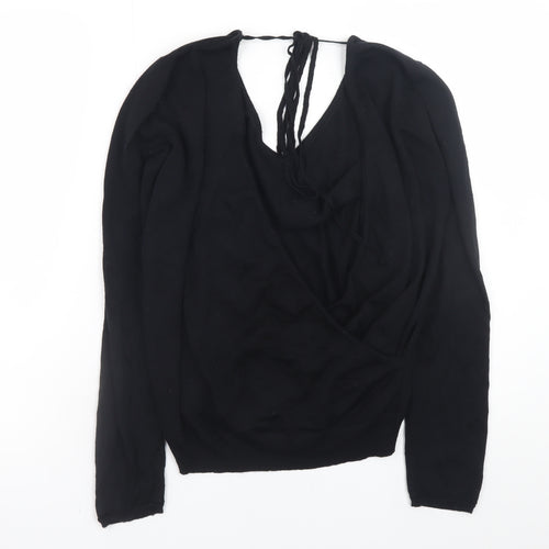 John Smedley Women's Black Merino Wool Wrap Jumper M