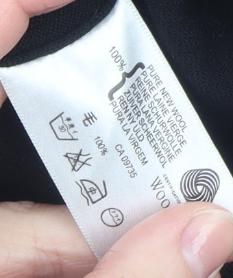 John Smedley Women's Black Merino Wool Wrap Jumper M