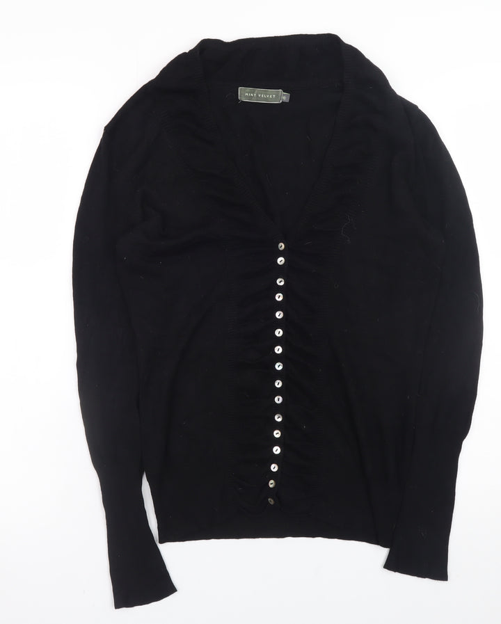 Mint Velvet Women's Black Size 10 V-Neck Buttoned Cardigan