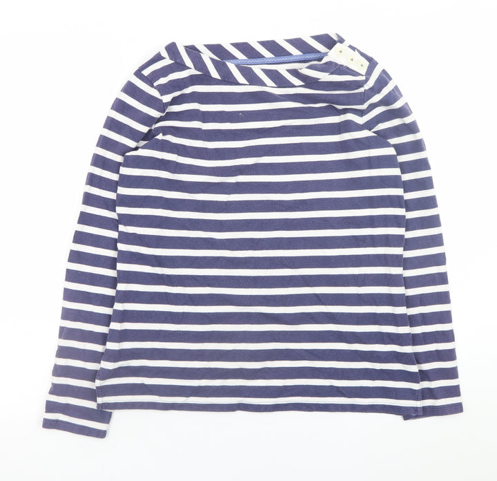 Boden Women Navy White Striped Cotton Long Sleeve Pullover UK 12