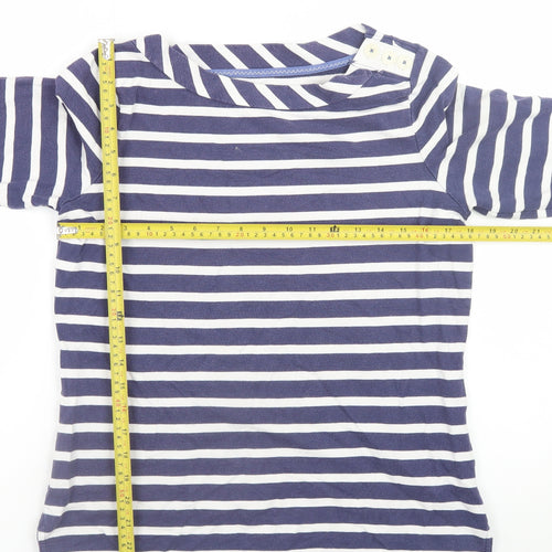 Boden Women Navy White Striped Cotton Long Sleeve Pullover UK 12
