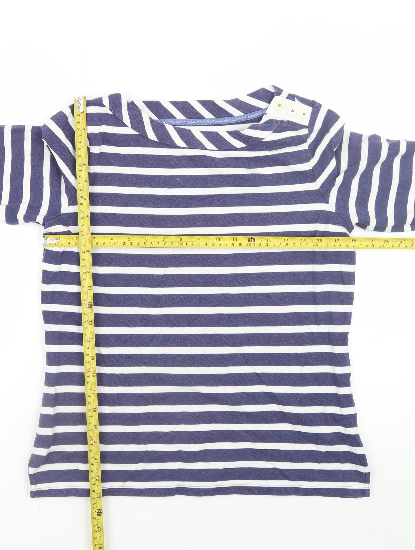 Boden Women Navy White Striped Cotton Long Sleeve Pullover UK 12