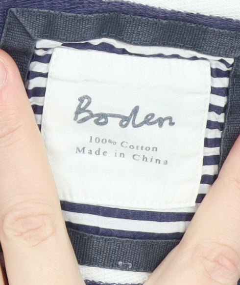 Boden Women Navy White Striped Cotton Long Sleeve Pullover UK 12