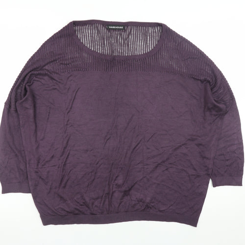 Warehouse Women’s Purple Knit Pullover Jumper UK 12 Relaxed Fit