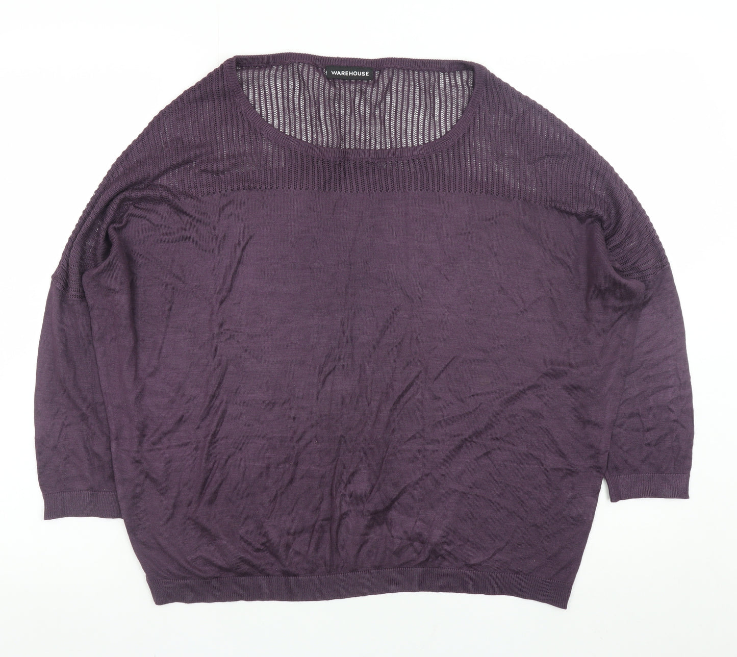 Warehouse Women’s Purple Knit Pullover Jumper UK 12 Relaxed Fit