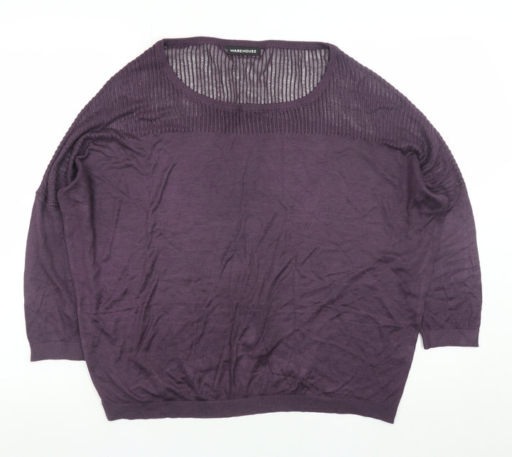 Warehouse Women’s Purple Knit Pullover Jumper UK 12 Relaxed Fit