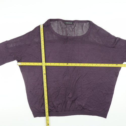 Warehouse Women’s Purple Knit Pullover Jumper UK 12 Relaxed Fit
